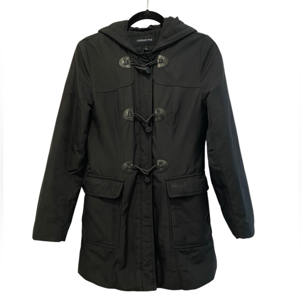 London Fog Black Zip-Up Parka w/ Hood